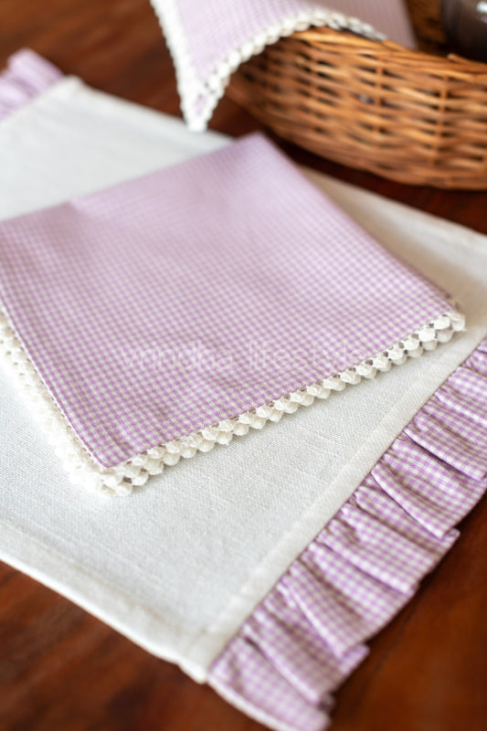 Cotton slub tray mat  with two napkins