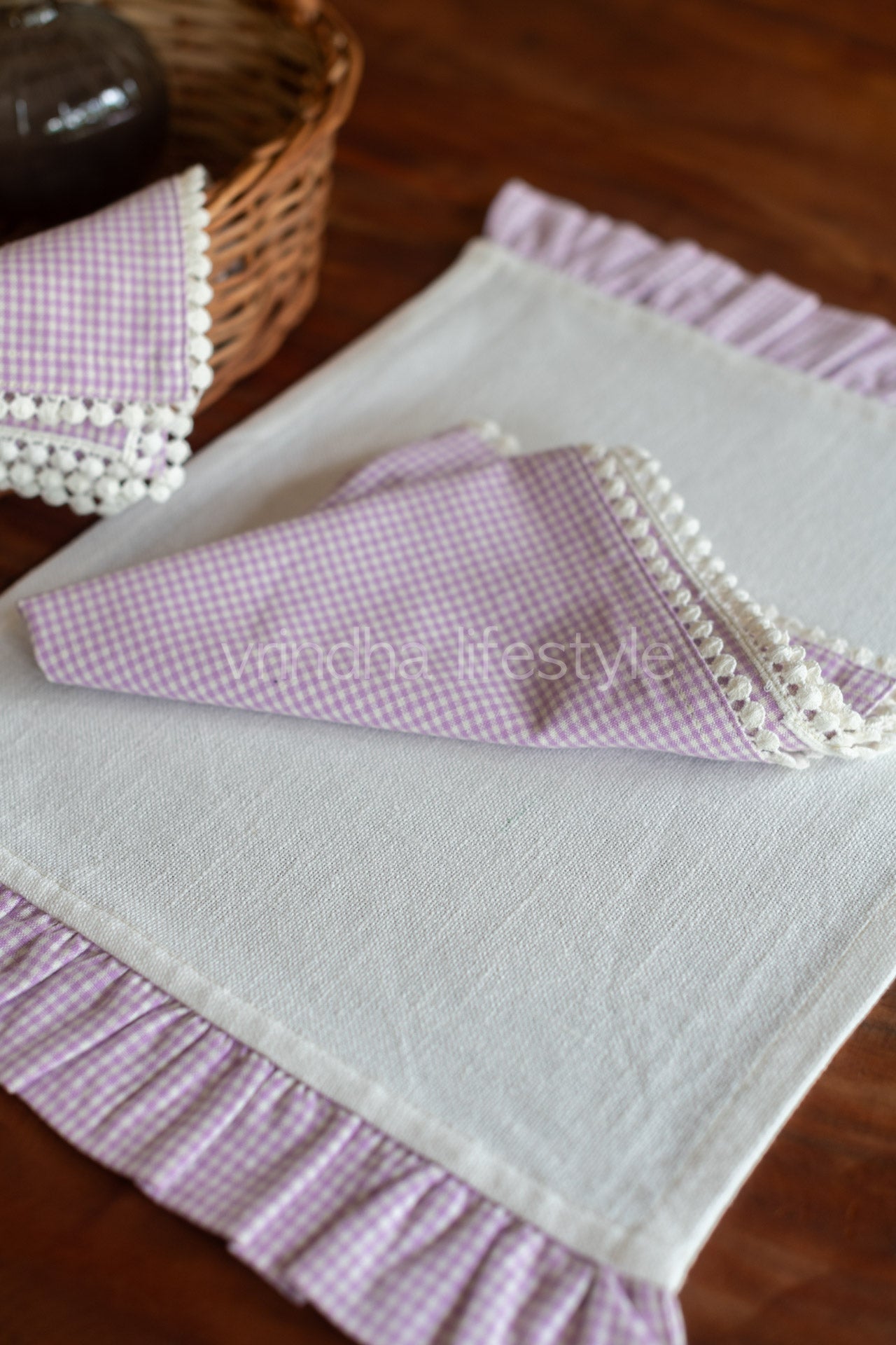 Cotton slub tray mat  with two napkins