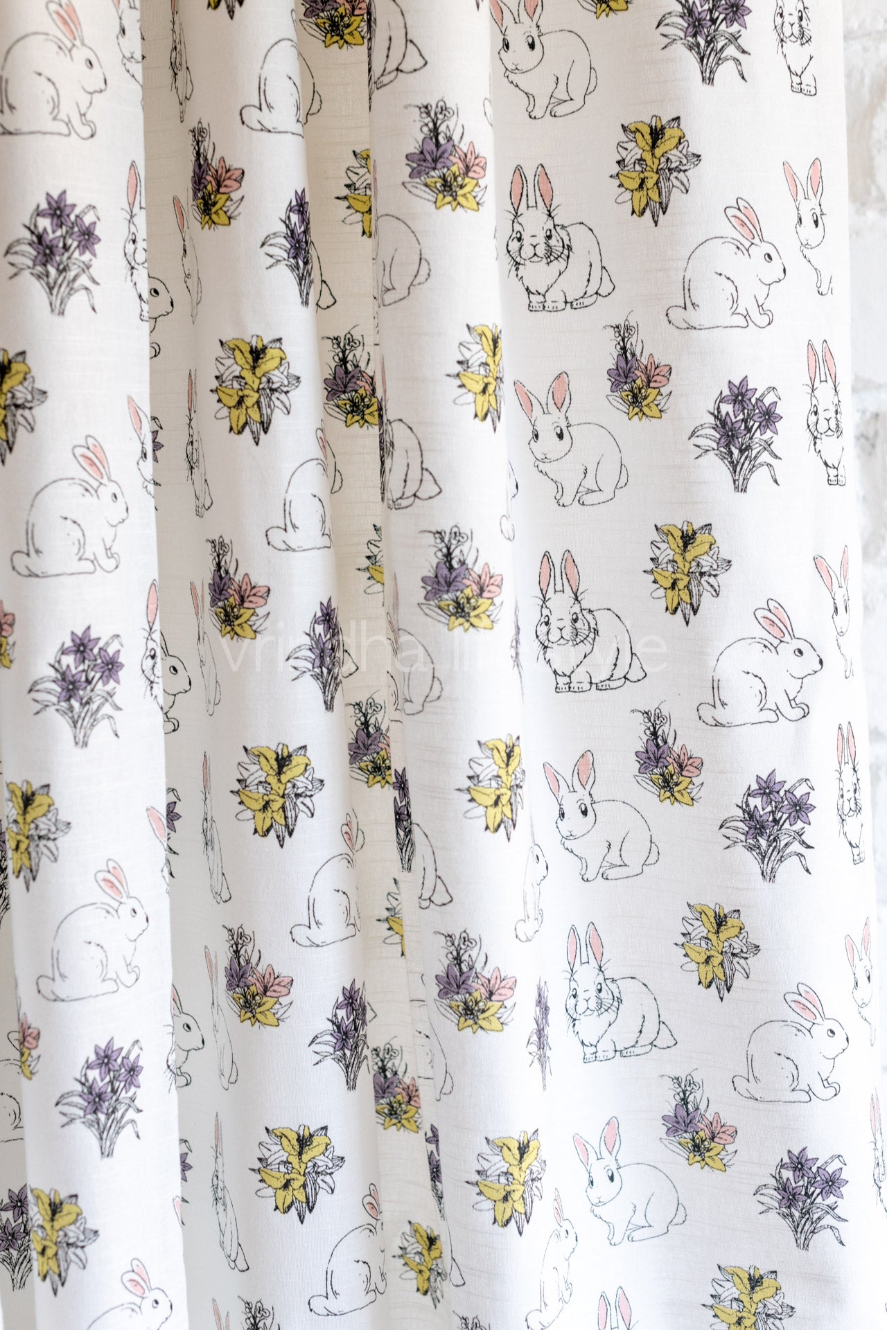 PRINTED COTTON CURTAIN with pompom-Rod pocket curtain -7.5 Feet-Single unit-(customisable )KIDS COLLECTION