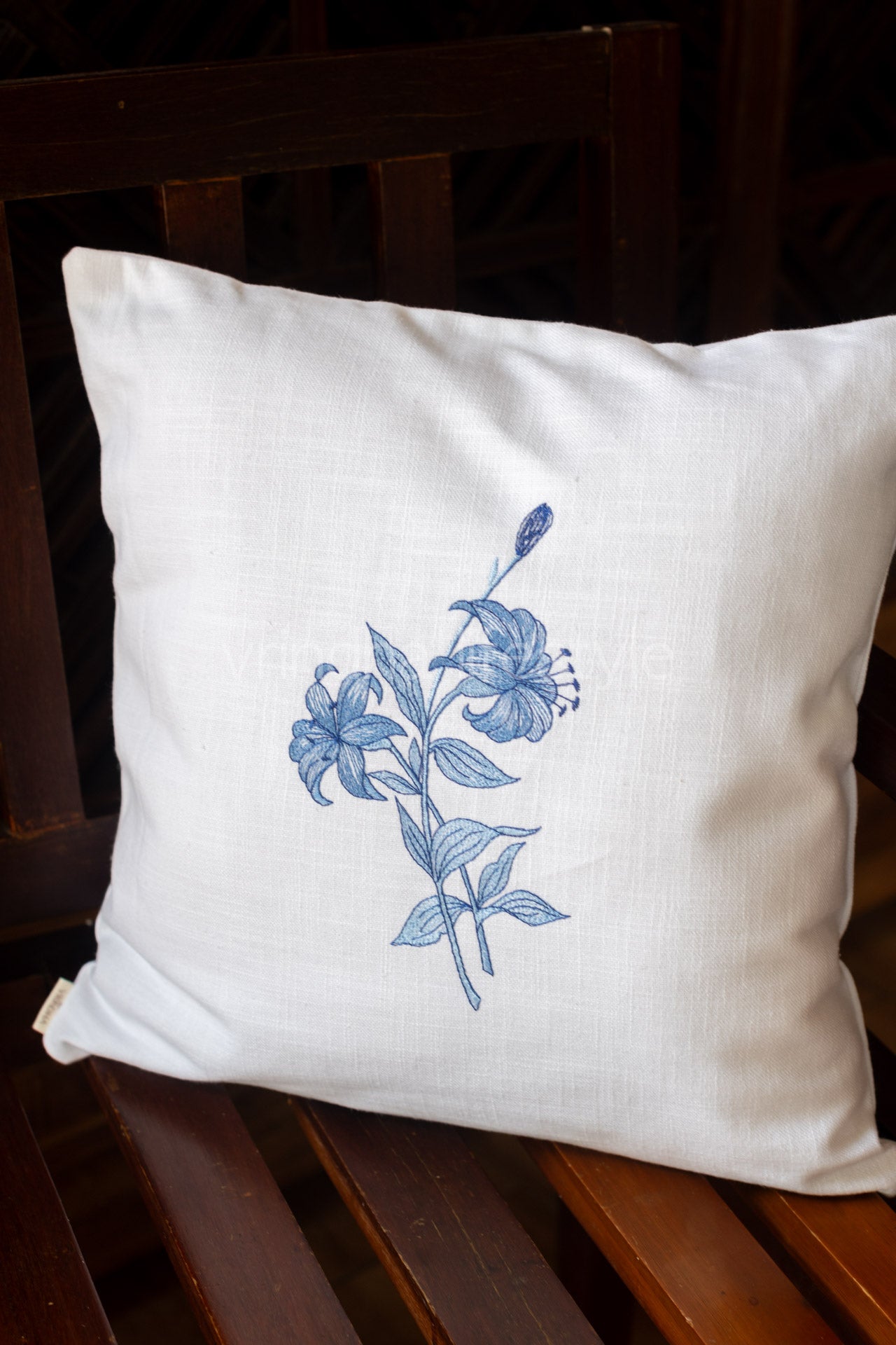 Cotton cushion cover with embroidery -Single unit- 16x16 inches-customisable