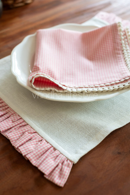 Cotton slub tray mat with two  napkins
