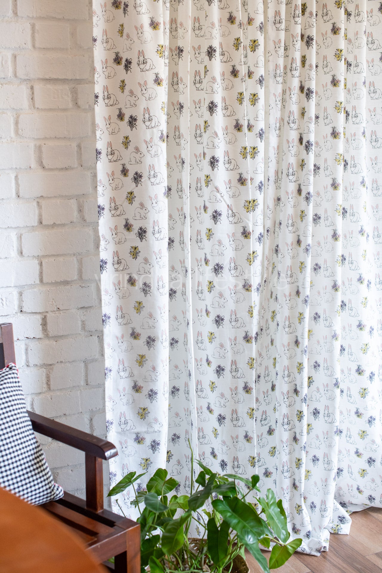 PRINTED COTTON CURTAIN with pompom-Rod pocket curtain -7.5 Feet-Single unit-(customisable )KIDS COLLECTION