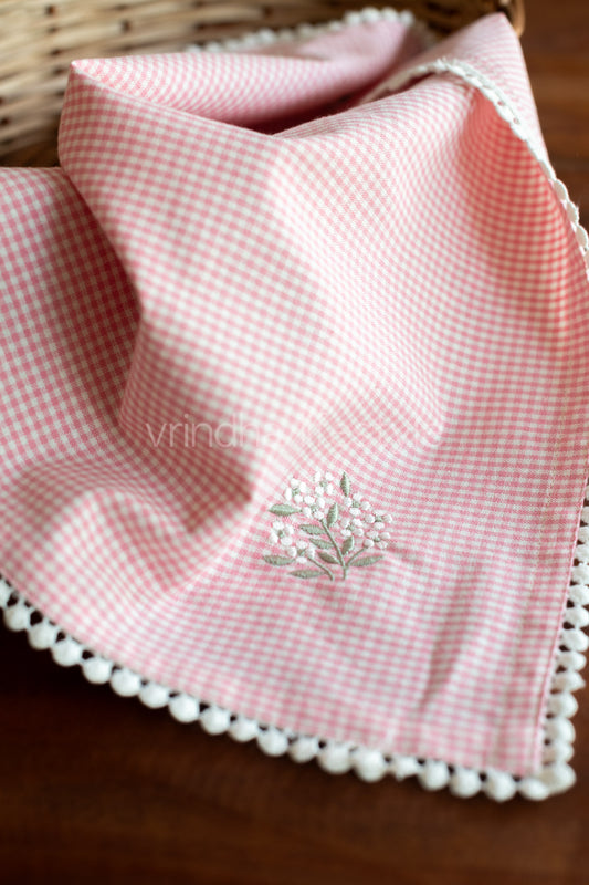 COTTON TABLE NAPKINS with embroidery and lace detailing -Set of 2