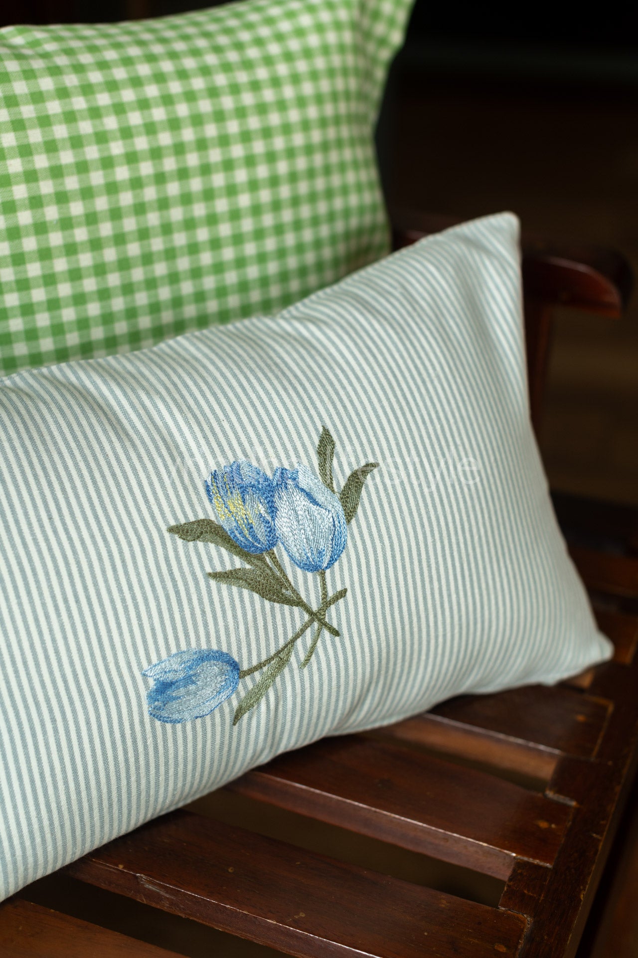 Cotton pre-filled cushion cover with embroidery  -12x18 inches-single unit