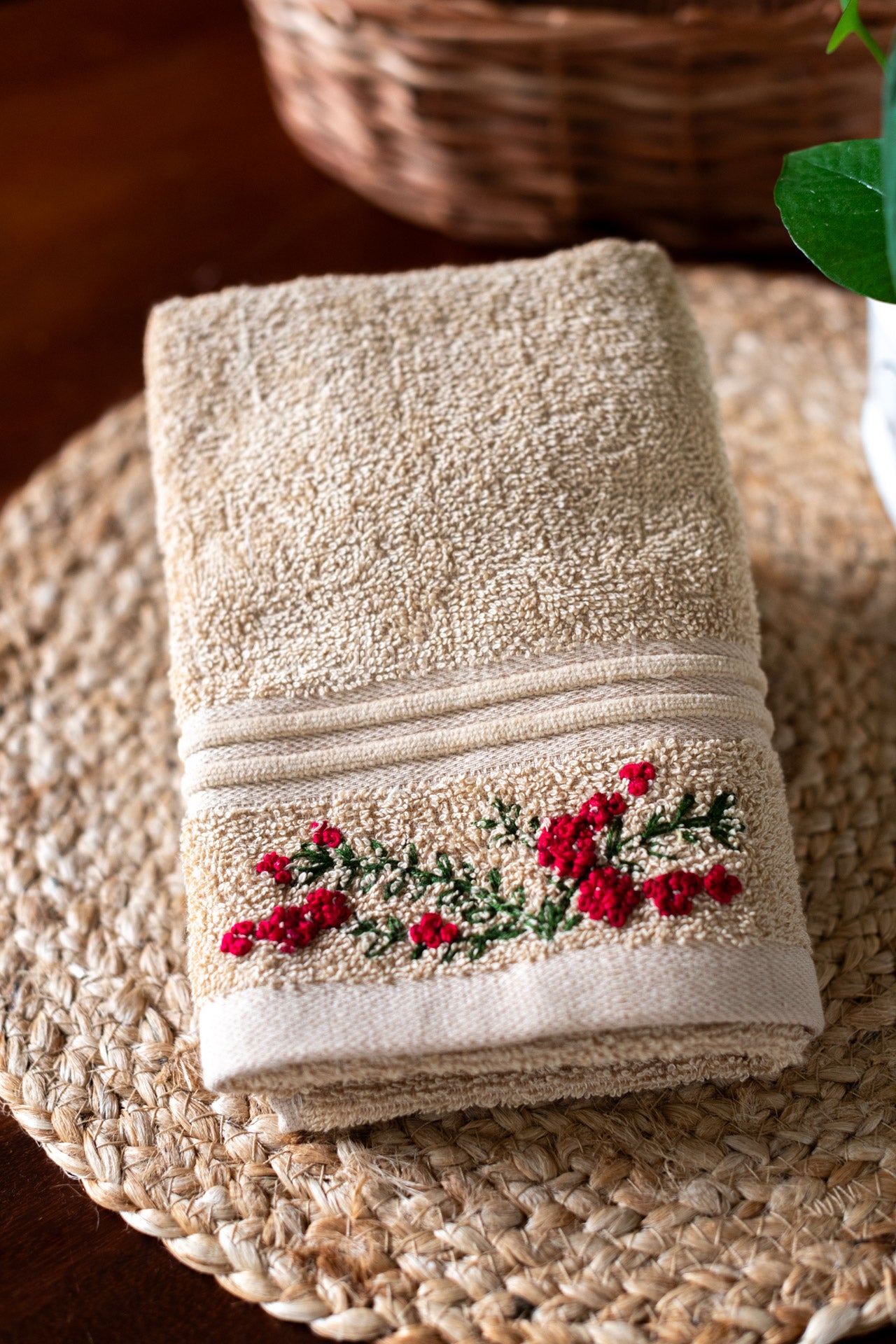 SOFT HAND TOWEL with hand embroidery -16x24 inches( single unit)