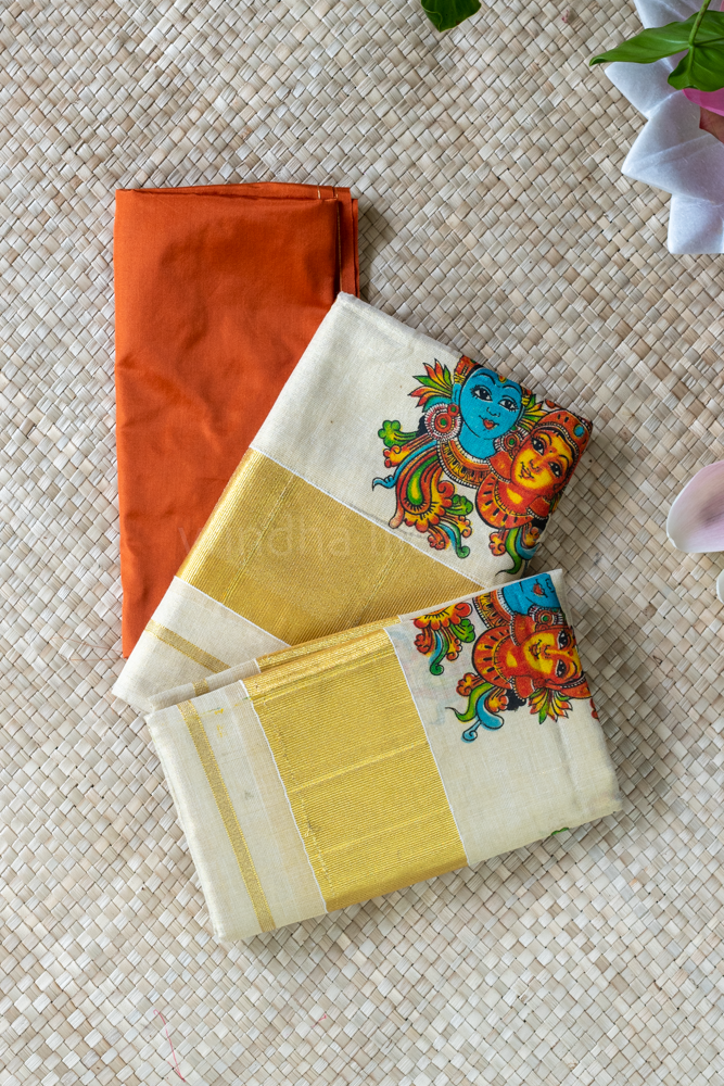 KERALA KASAVU TISSUE SET MUNDU-printed