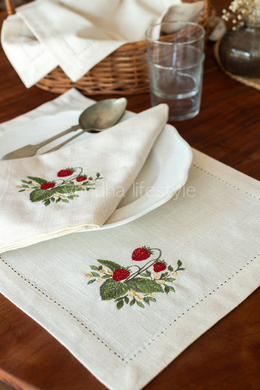 COTTON TABLE NAPKINS with embroidery-20 inches -Set of 2