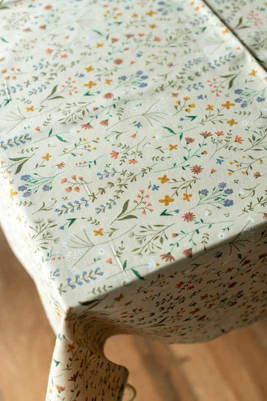 Table cloth with cotton lace detailing -square-4 seater