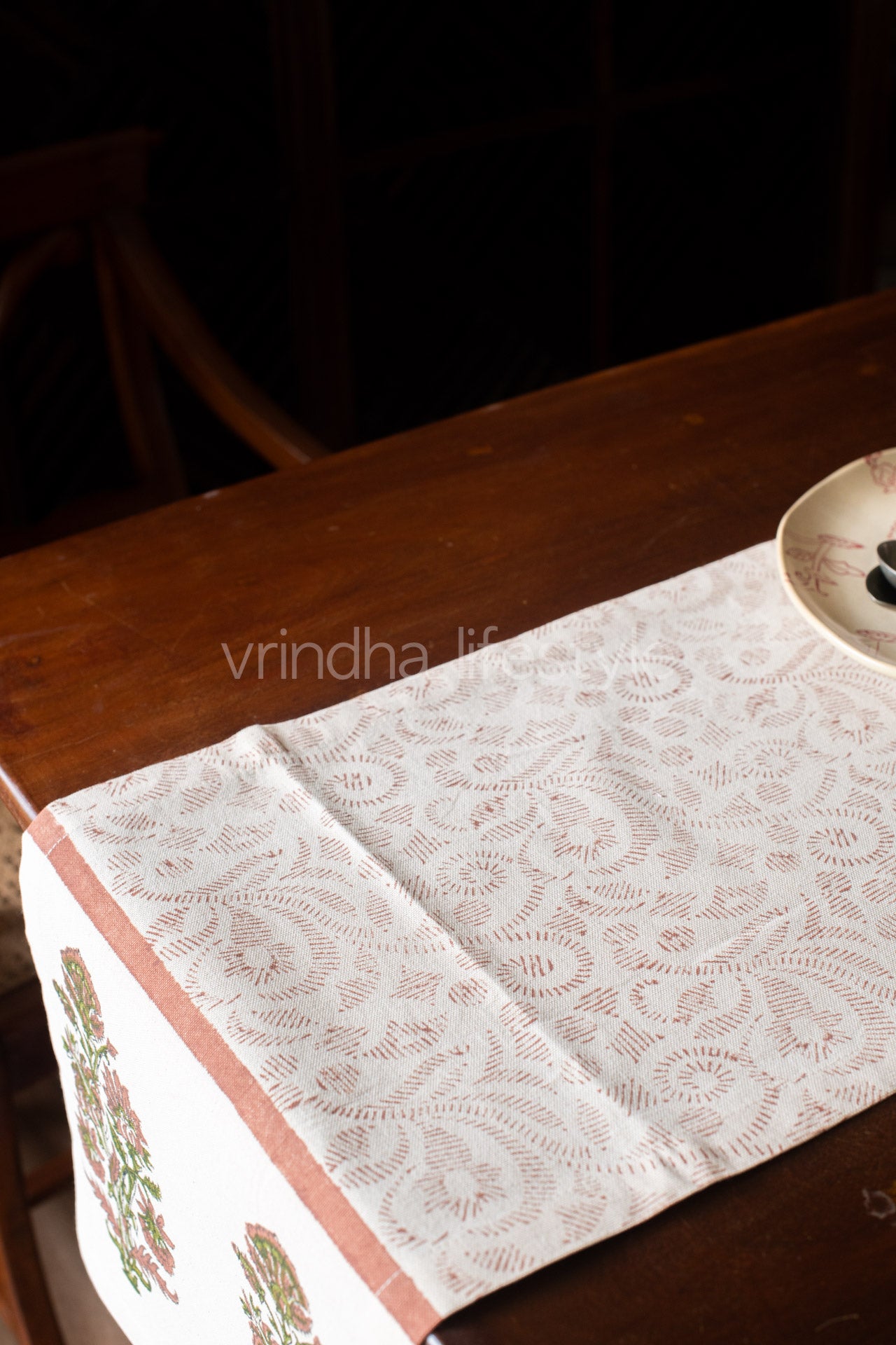 HAND BLOCK PRINTED TABLE RUNNER(12.5 x 59 inches)