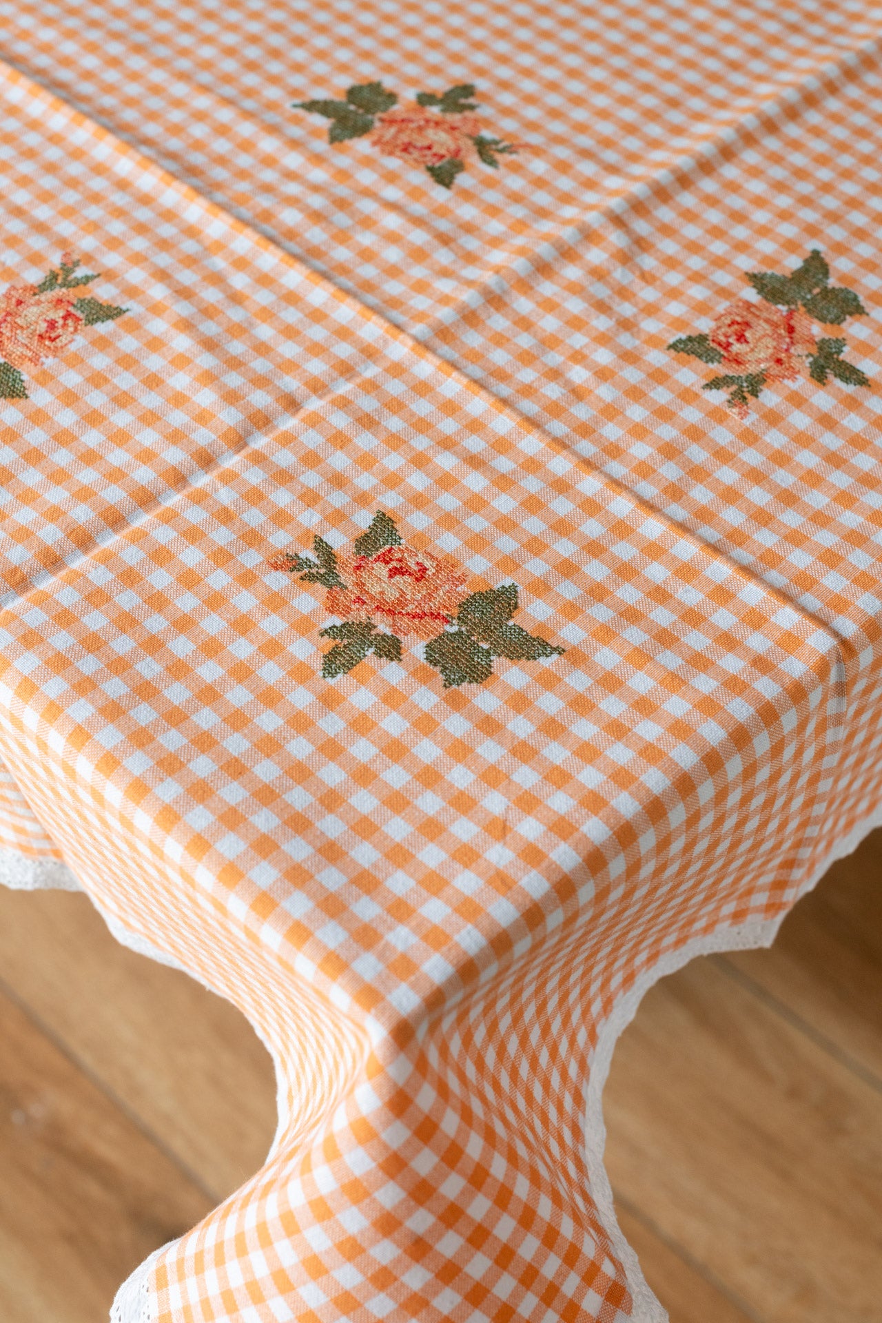 COFFEE TABLE CLOTH with cross stitch embroidery -30x30inches-customisable