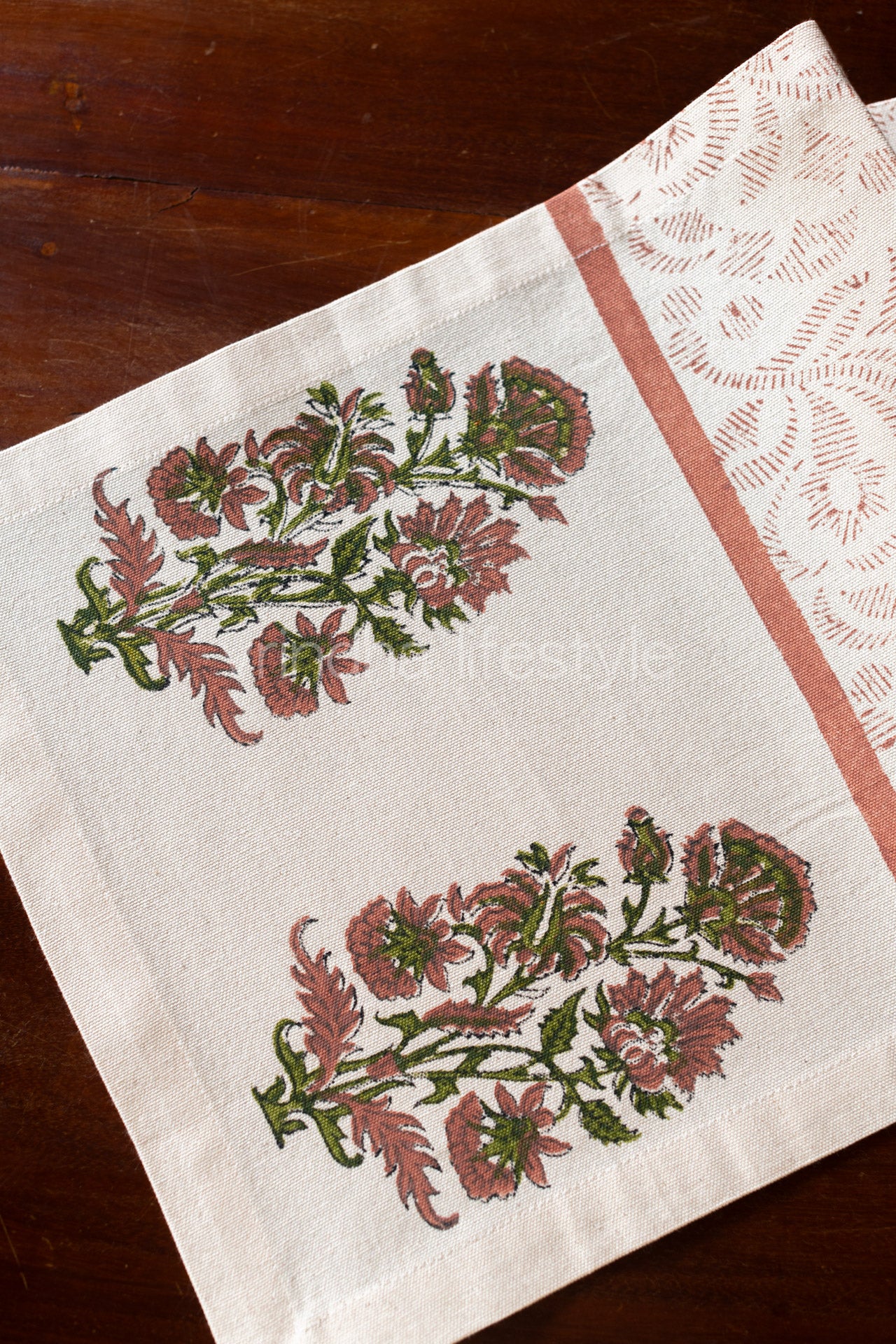 HAND BLOCK PRINTED TABLE RUNNER(12.5 x 59 inches)