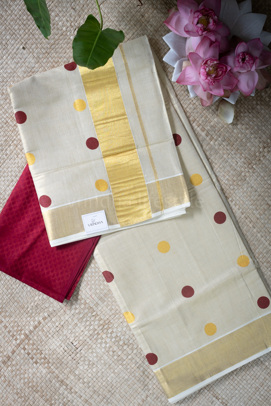 KERALA KASAVU TISSUE SAREE-printed