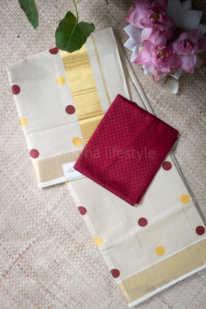 KERALA KASAVU TISSUE SAREE-printed