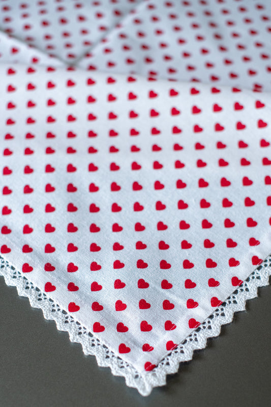 Table cloth with cotton lace detailing -square-4 seater