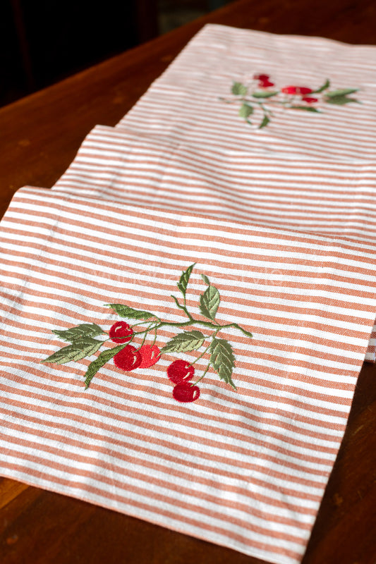 Cotton table runner with embroidery- 13x55 inches