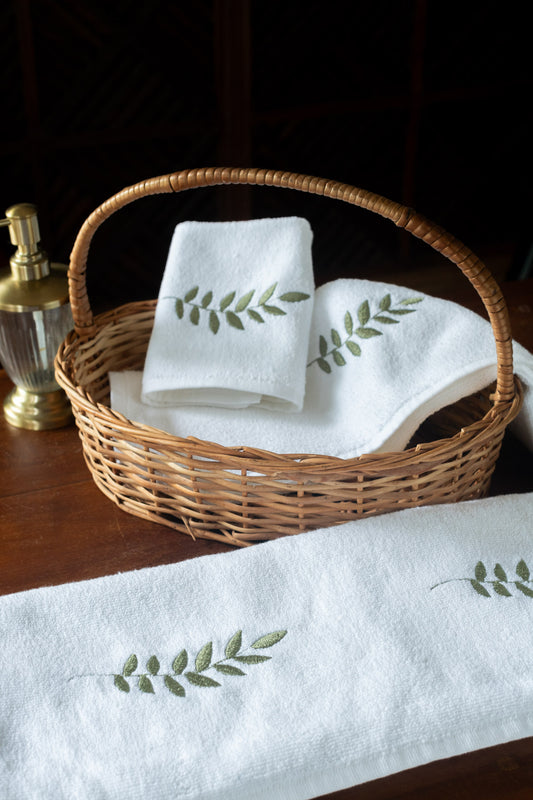 Embroidered towel set-Set of one bath towel, hand towel and face towel -Set of 3