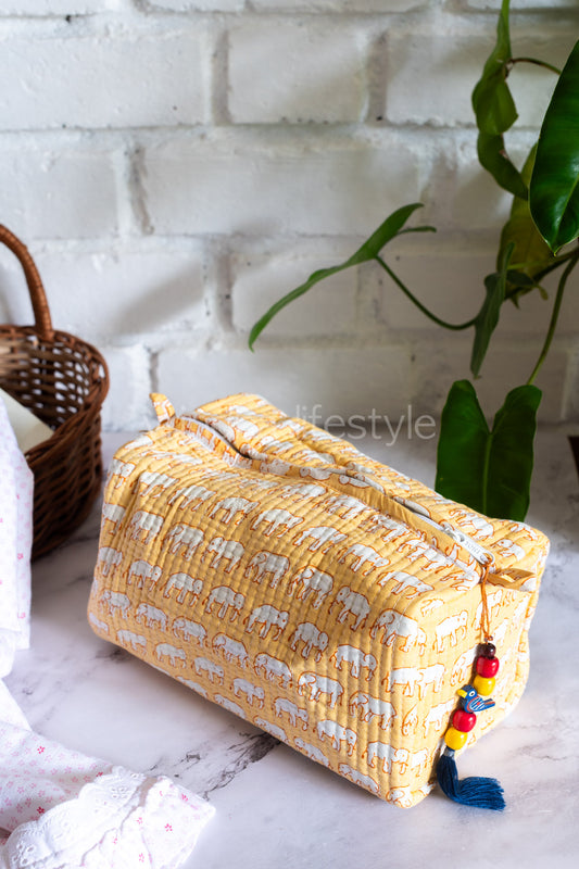 MULTI PURPOSE QUILTED TOILETRY BAG-Large