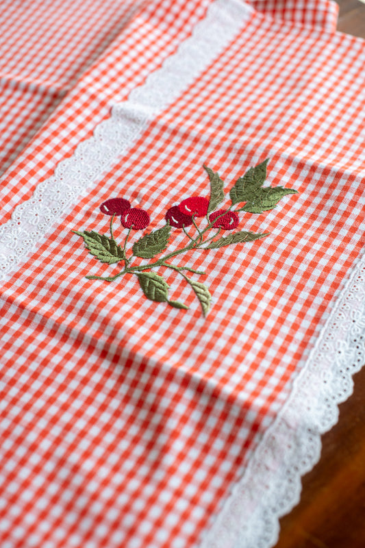 Fridge top cover-Cotton with embroidery and lace detailing