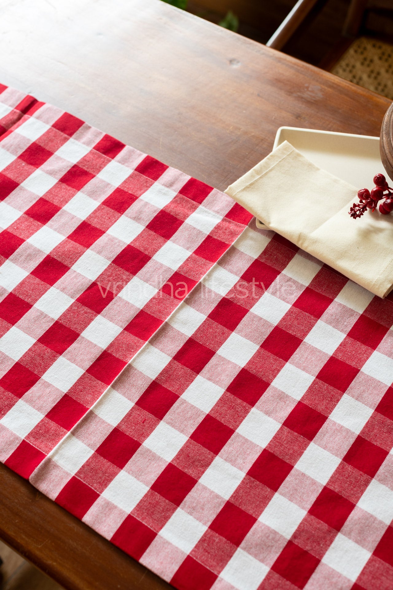 Cotton buffalo checks table runner -13x59 inches -customisable