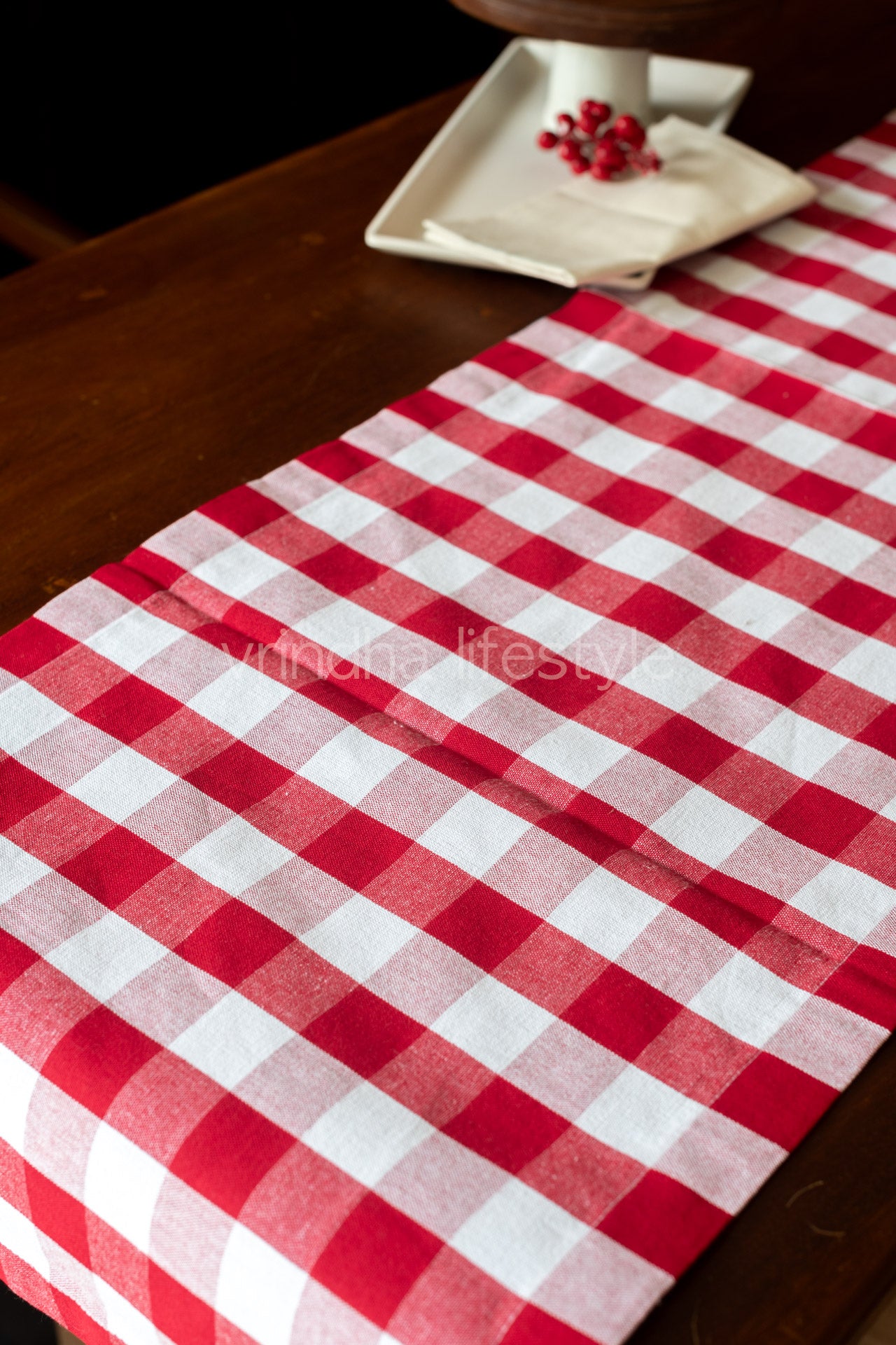 Cotton buffalo checks table runner -13x59 inches -customisable