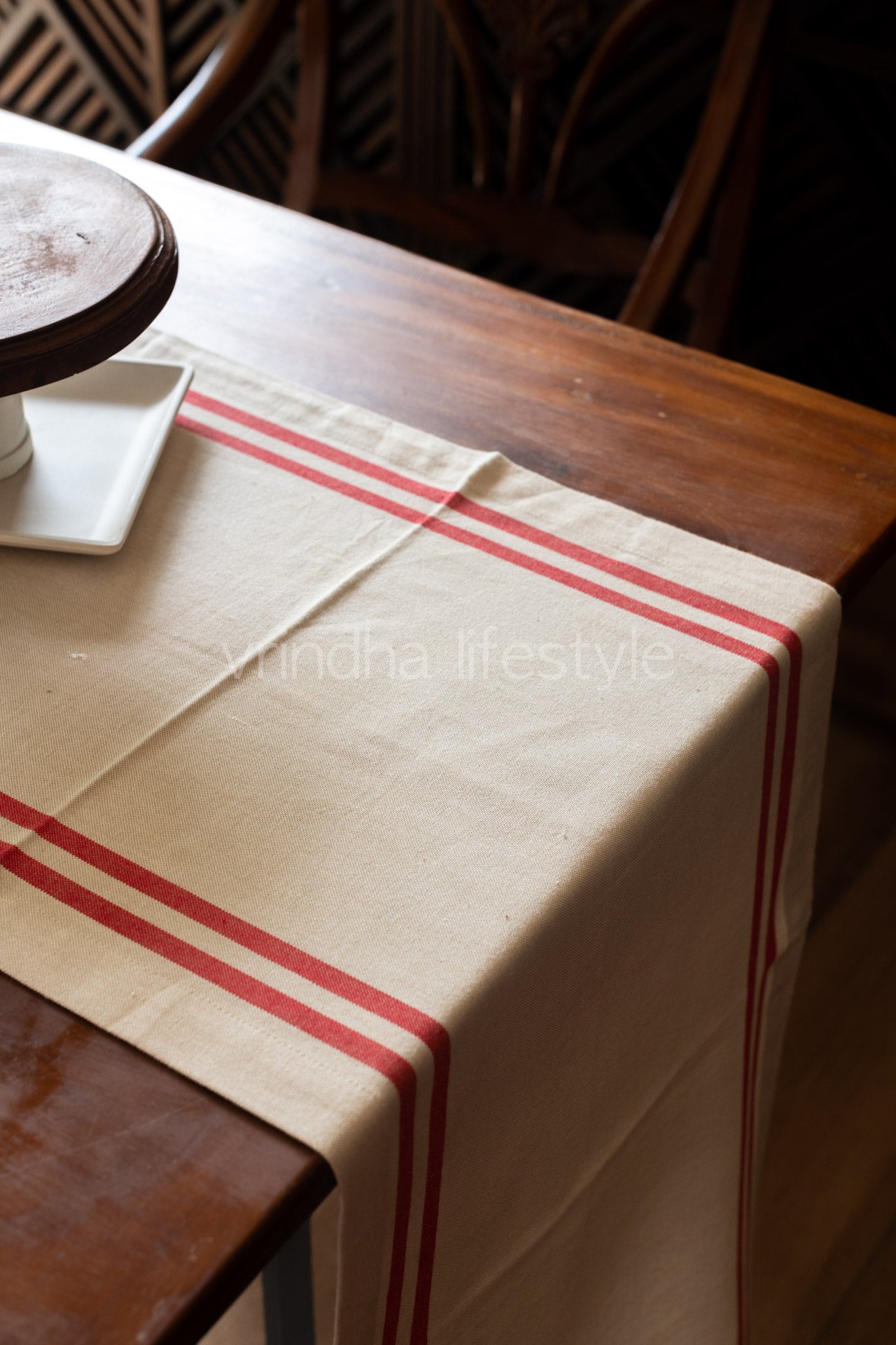 Woven cotton  table runner -14x108  inches -8 seater