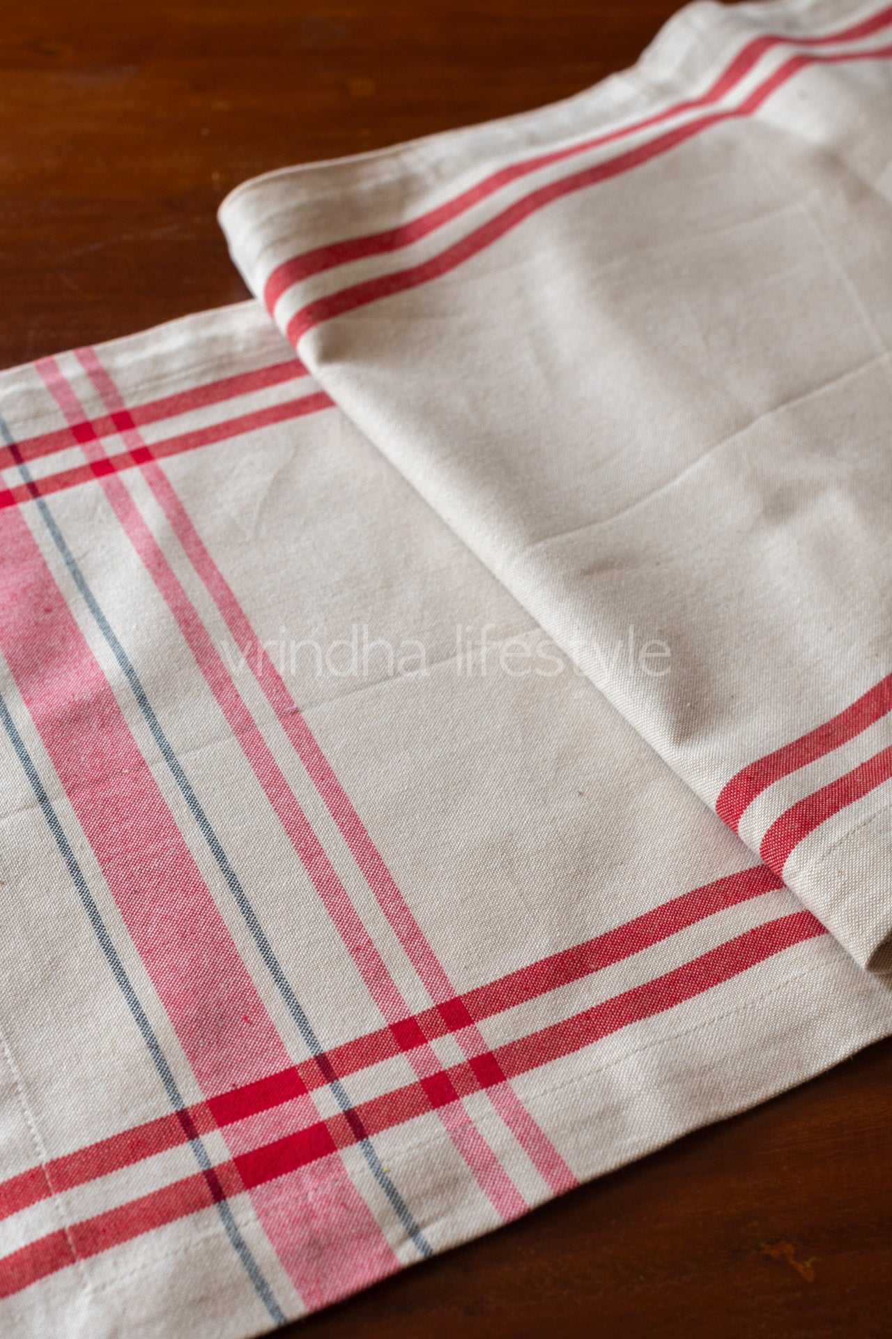 Woven cotton  table runner -14x108  inches -8 seater