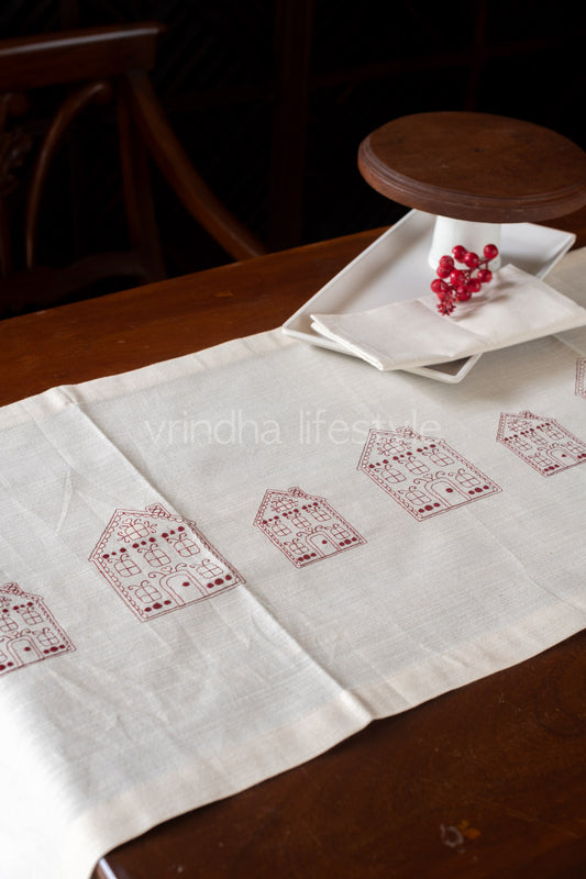 Cotton table runner with embroidery- 15x60 inches-customisable