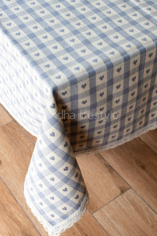 Jacquard  table cloth with lace detaililng-coffee table