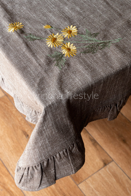 TABLE CLOTH with embroidery and frill detailing-Square -coffee table cover-customisable