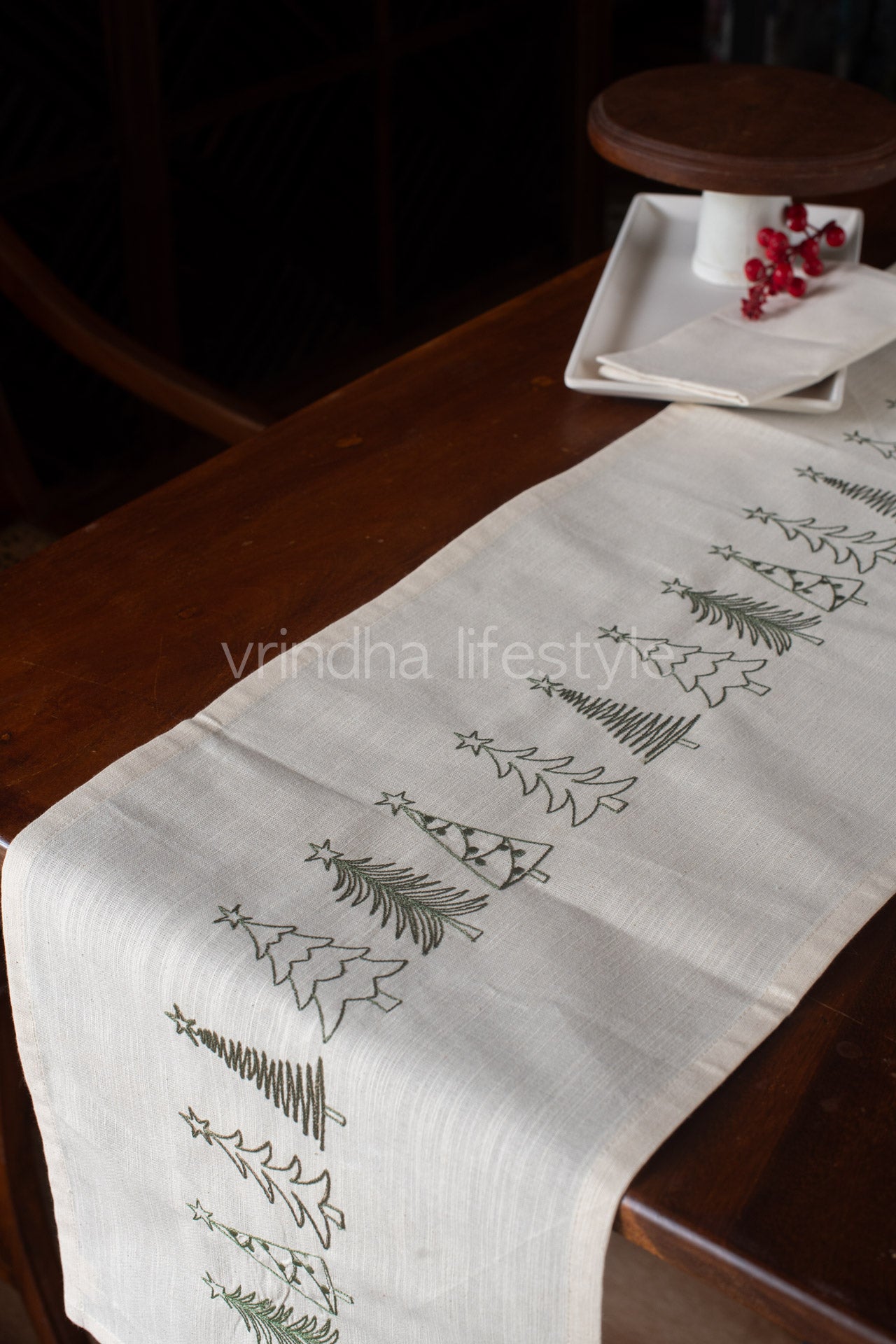 Cotton table runner with embroidery- 13x52 inches-customisable