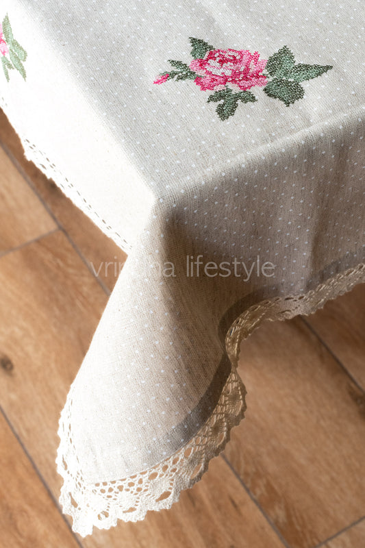 TABLE CLOTH with embroidery -Square -coffee table cover-customisable