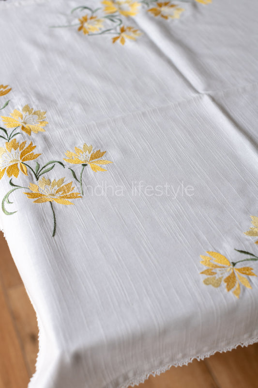 COTTON TABLE CLOTH with embroidery -Square -coffee table cover-customisable