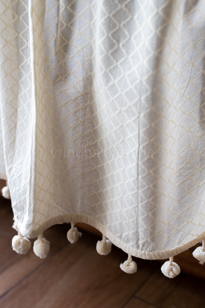 KITCHEN VALANCE WITH POMPOM LACE-customisable