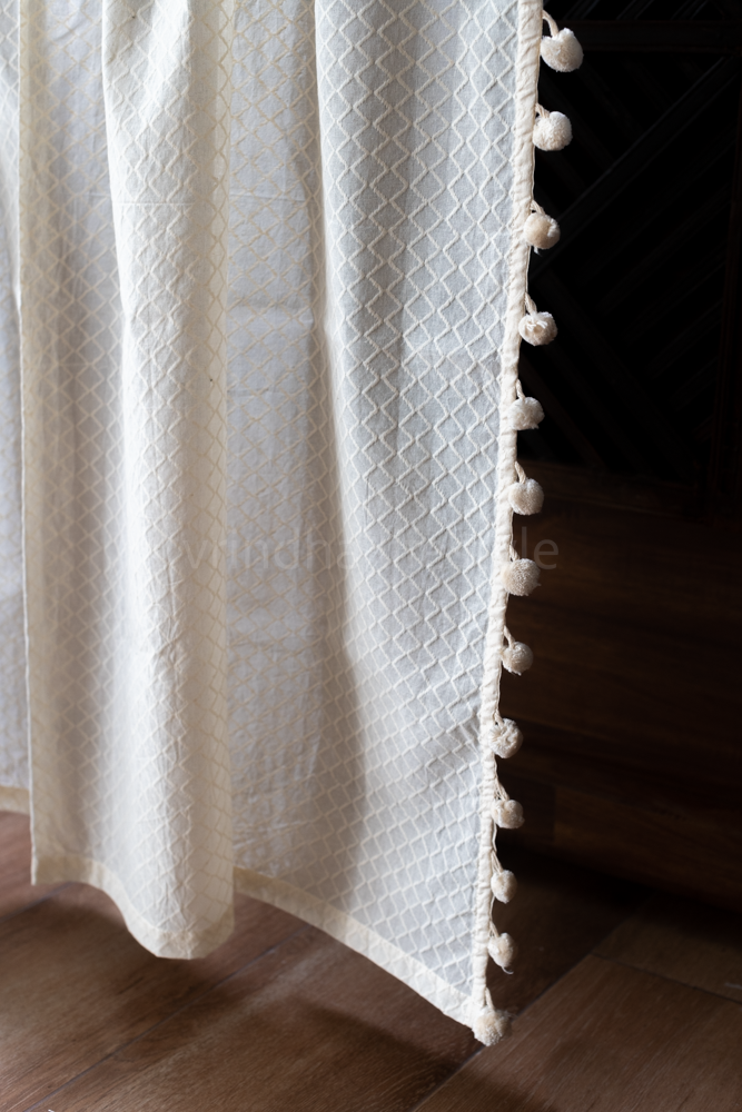 KITCHEN CURTAIN with pom pom  lace detailing,customisable