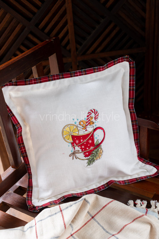 Cotton cushion cover with embroidery -Single unit- 16x16 inches( Customisable)