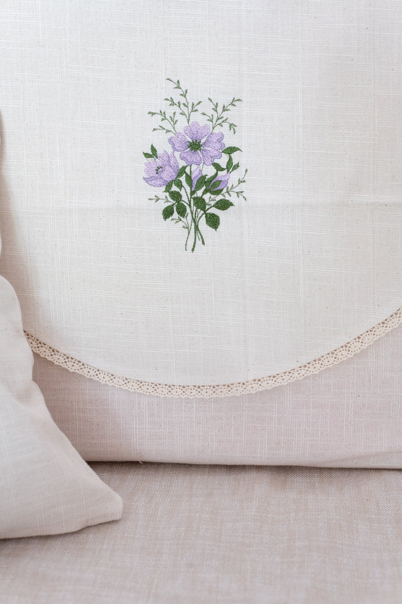 SOFA BACK COVER-with embroidery and lace detailing -Set of 5
