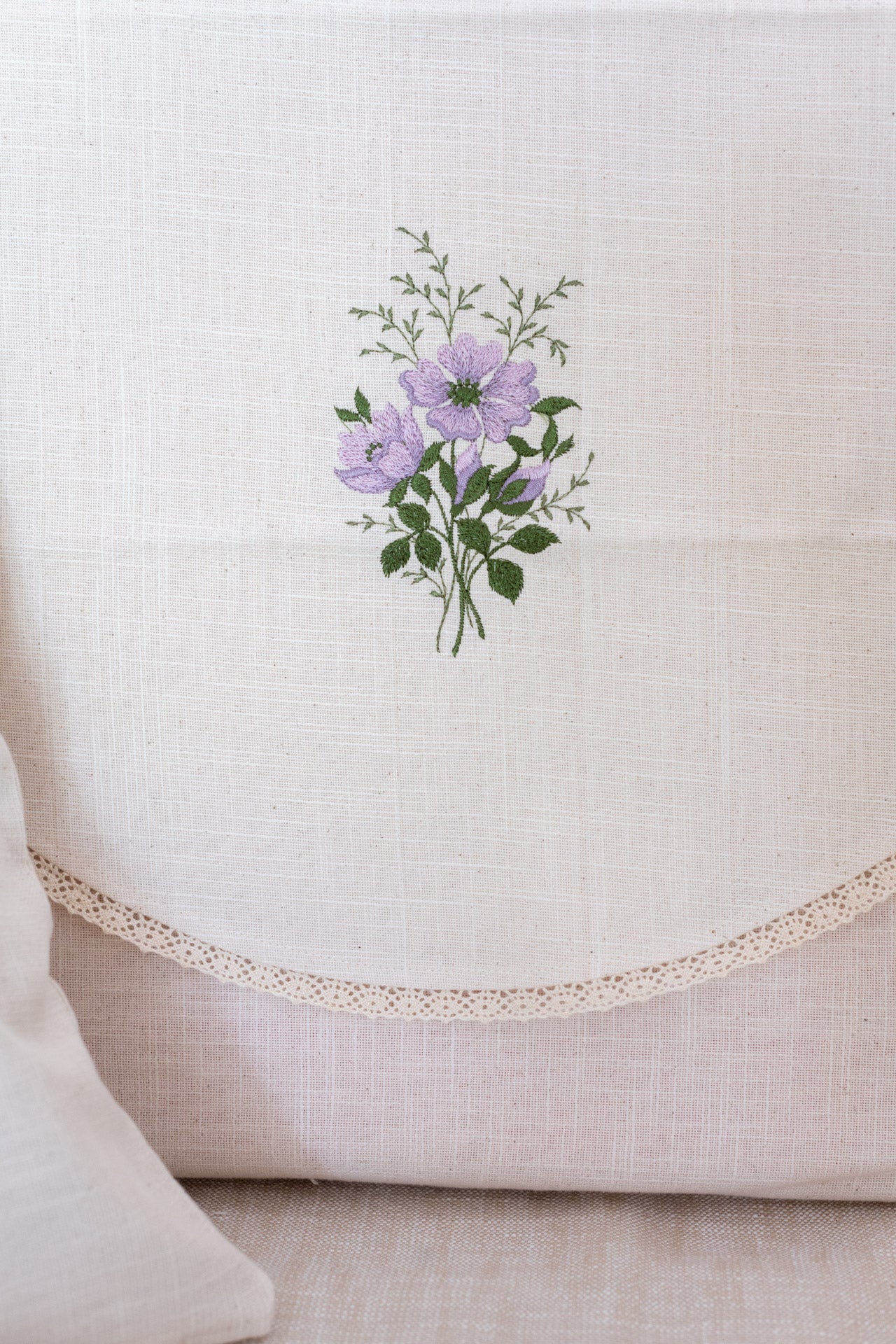 SOFA BACK COVER-with embroidery and lace detailing -Set of 5