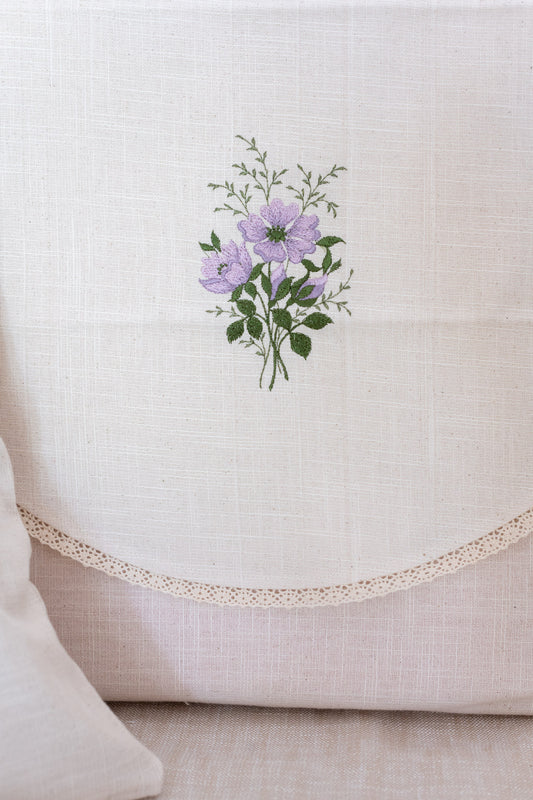 SOFA BACK COVER-with embroidery and lace detailing -Set of 5