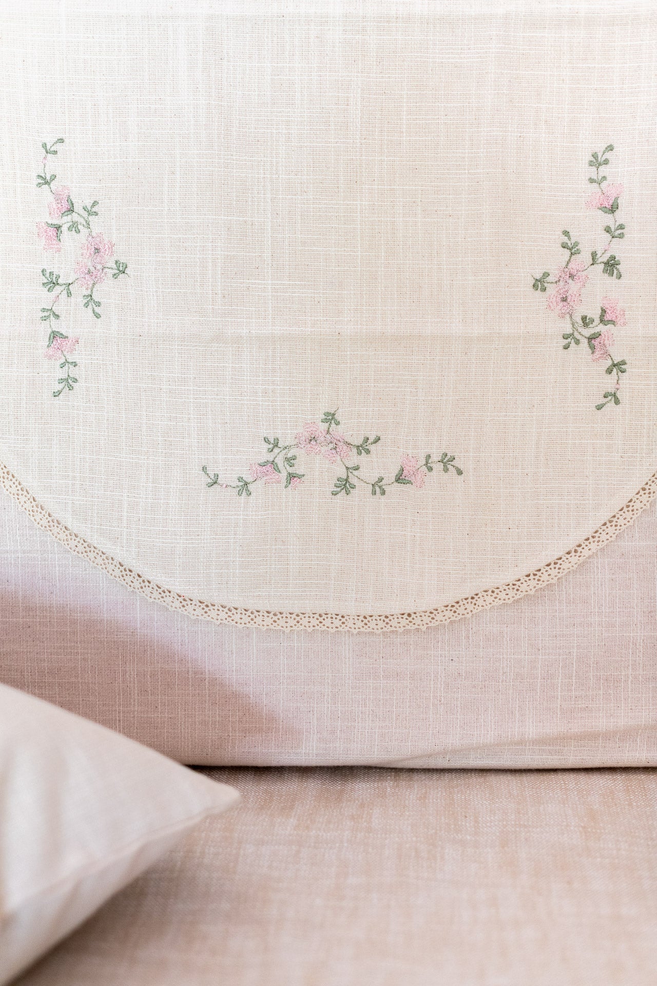 SOFA BACK COVER-with embroidery and lace detailing -Set of 5