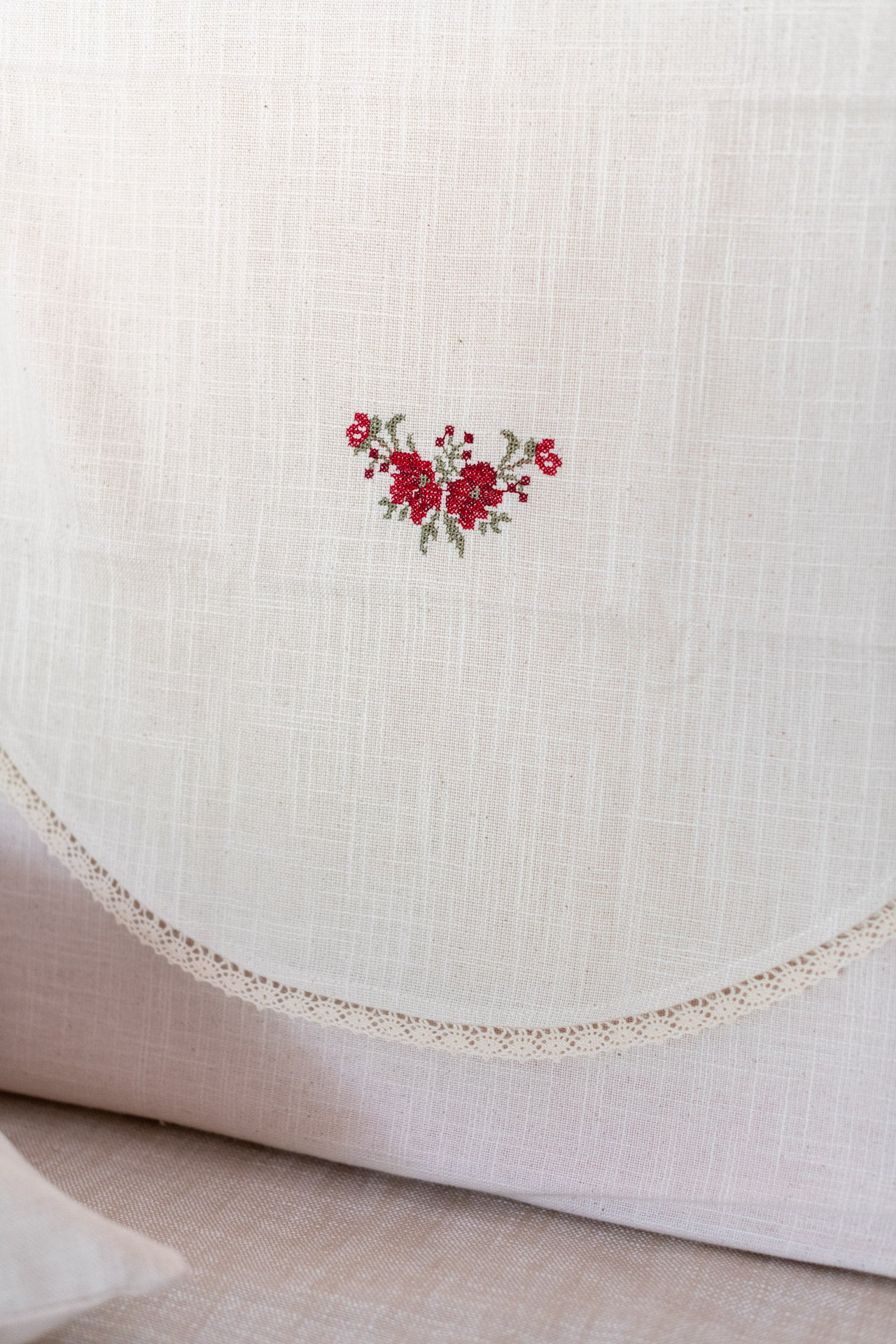 SOFA BACK COVER-with embroidery and lace detailing -Set of 5