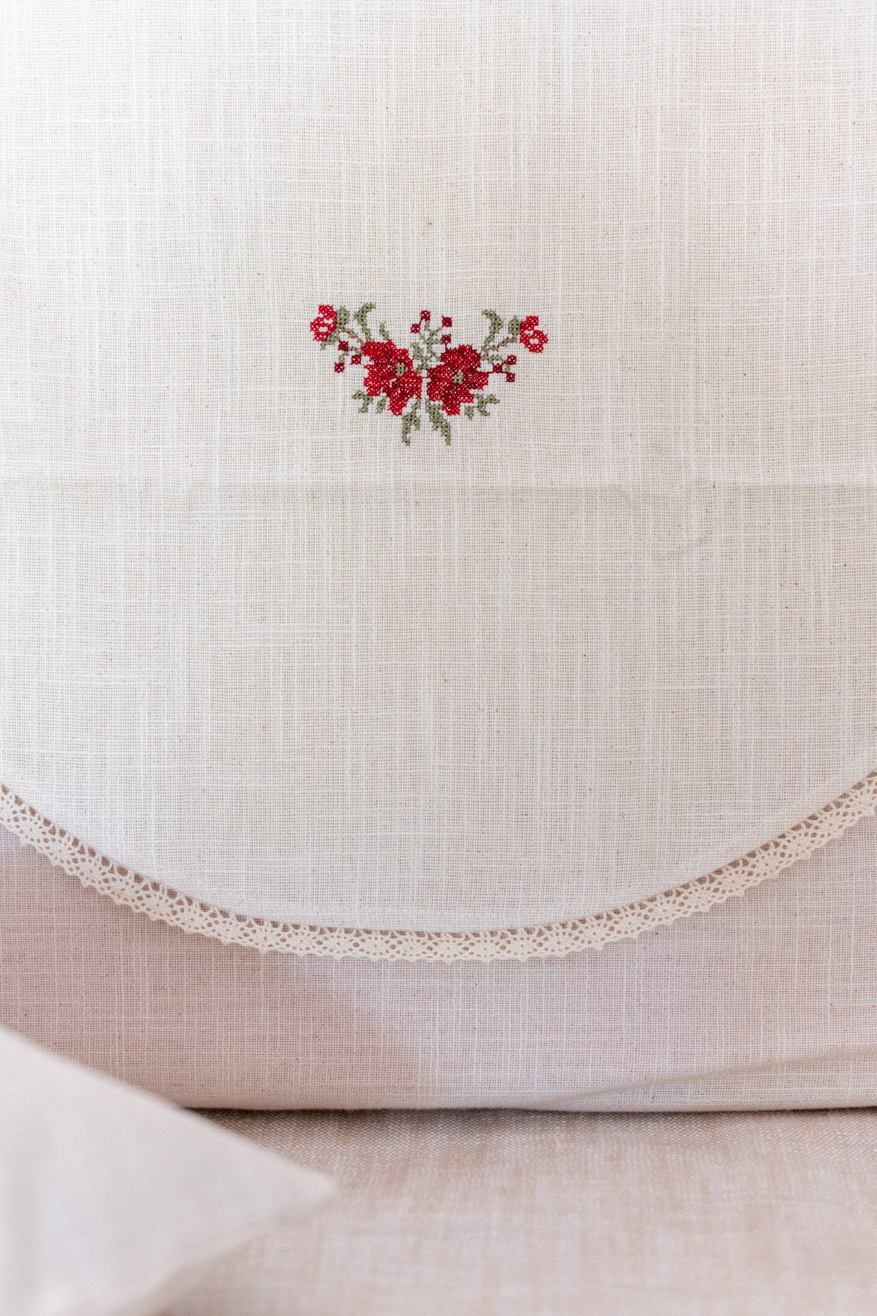 SOFA BACK COVER-with embroidery and lace detailing -Set of 5