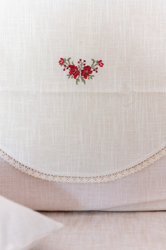 SOFA BACK COVER-with embroidery and lace detailing -Set of 5