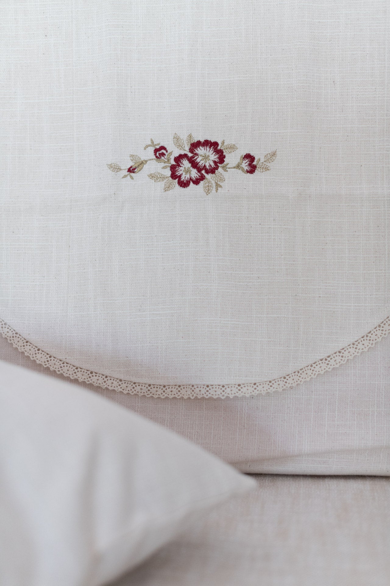 SOFA BACK COVER-with embroidery and lace detailing -Set of 5