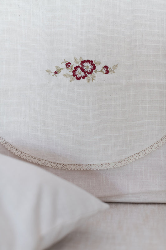 SOFA BACK COVER-with embroidery and lace detailing -Set of 5