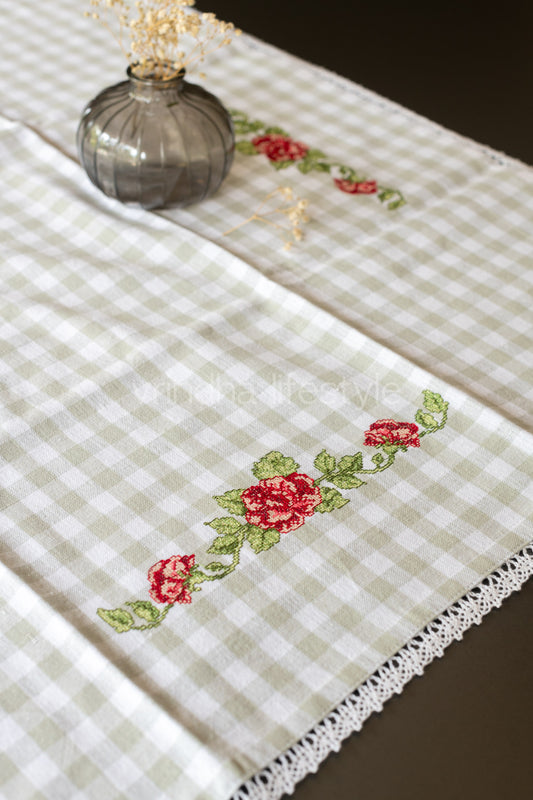 COTTON TABLE CLOTH with embroidery -Square -coffee table cover-customisable