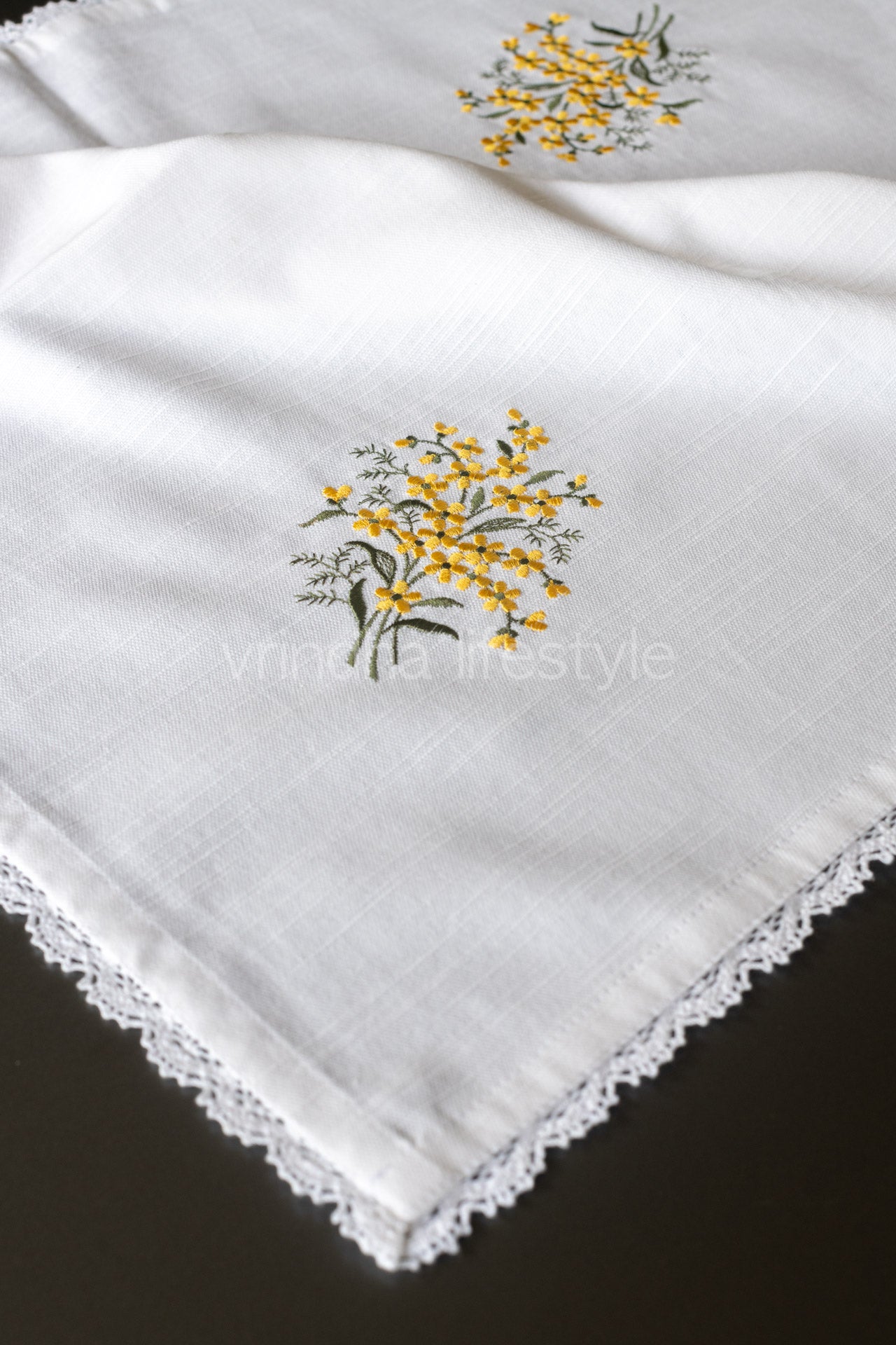 COTTON TABLE CLOTH with embroidery -Square -coffee table cover-customisable