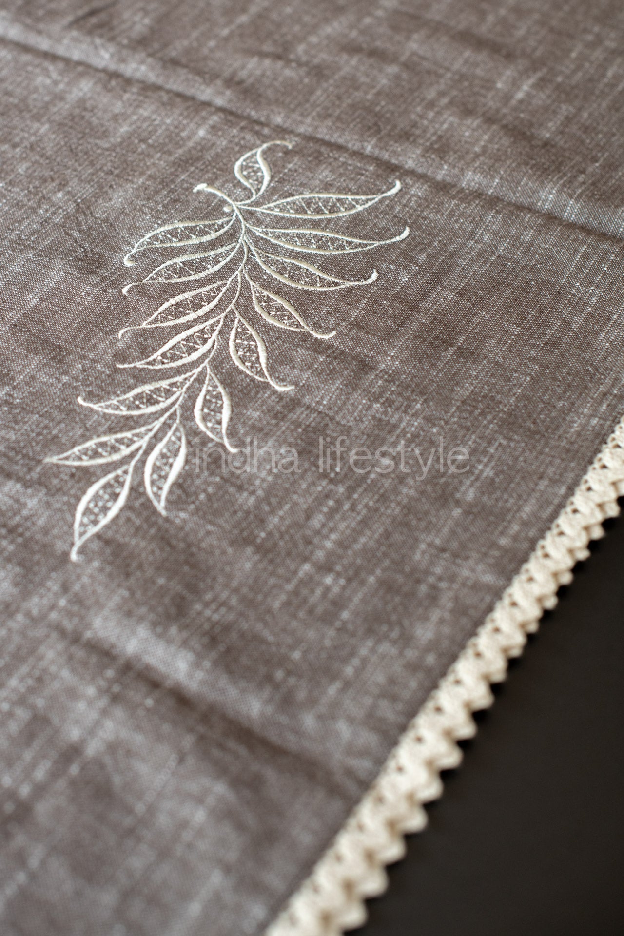 COTTON TABLE CLOTH with embroidery -Square -coffee table cover-customisable
