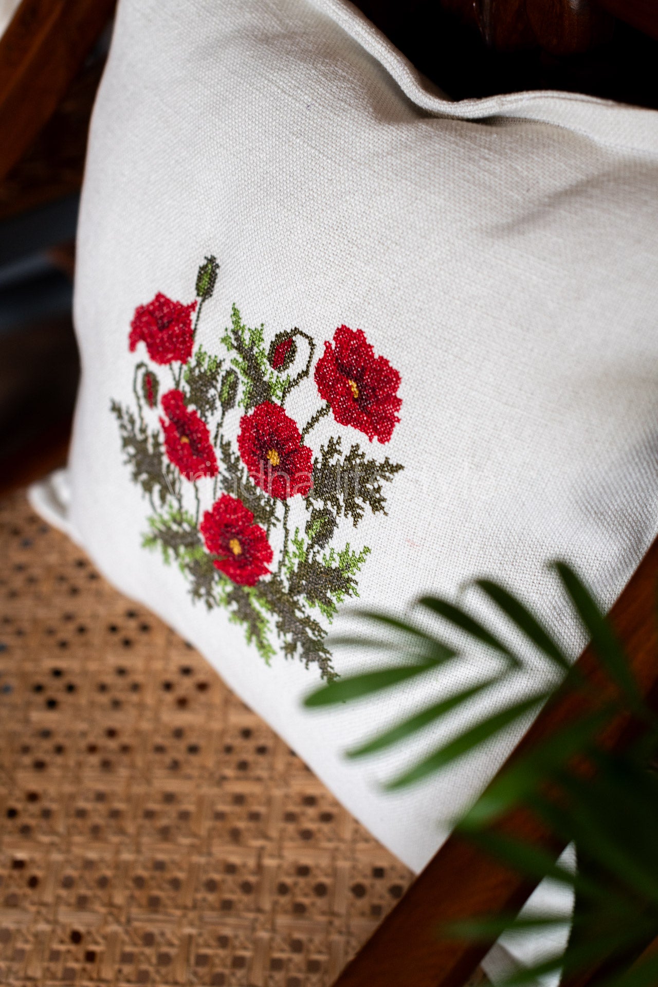 cotton cushion cover with cross stitch embroidery -Single unit- 16x16 inches( Customisable) )