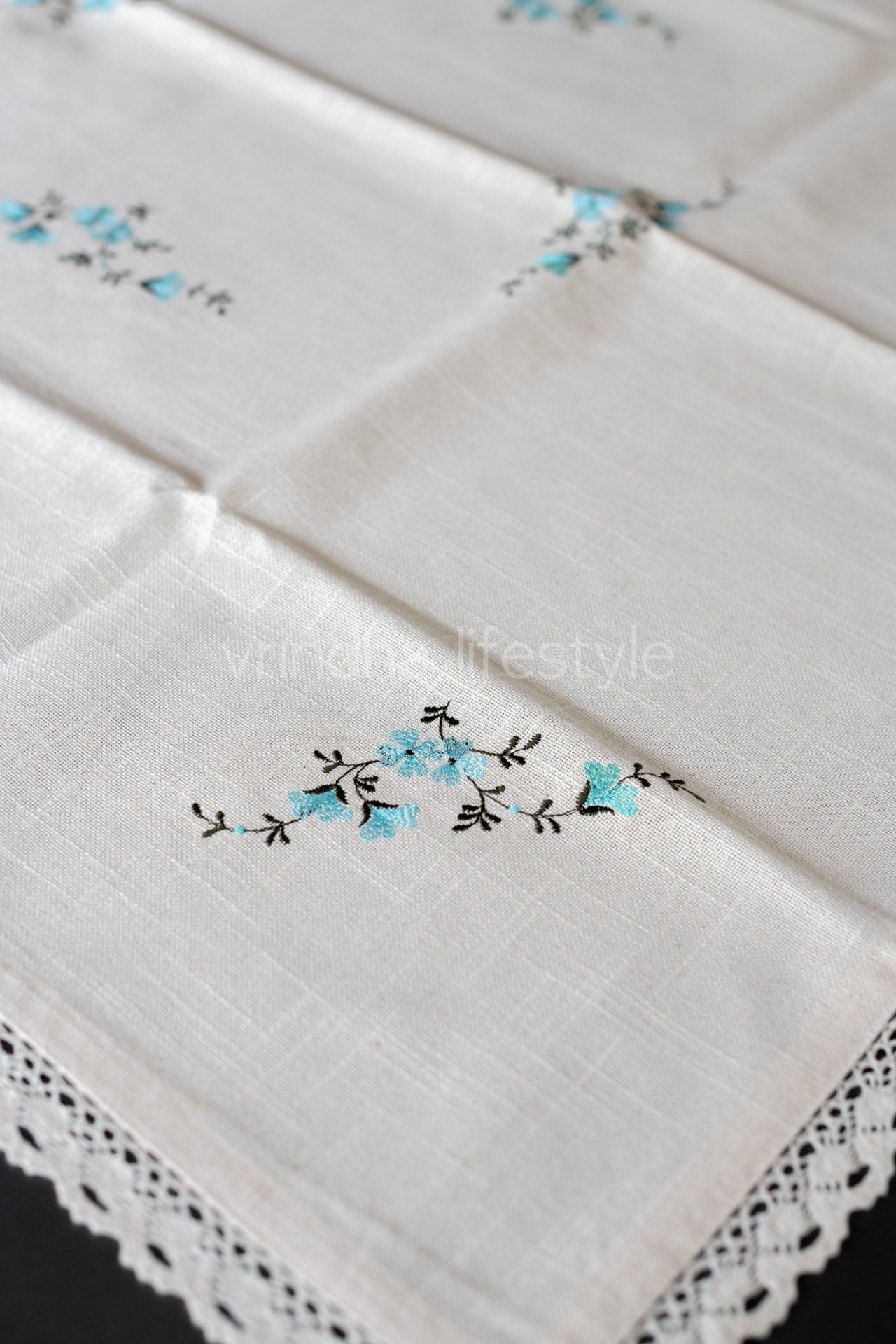 COTTON TABLE CLOTH with embroidery -Square -coffee table cover-customisable