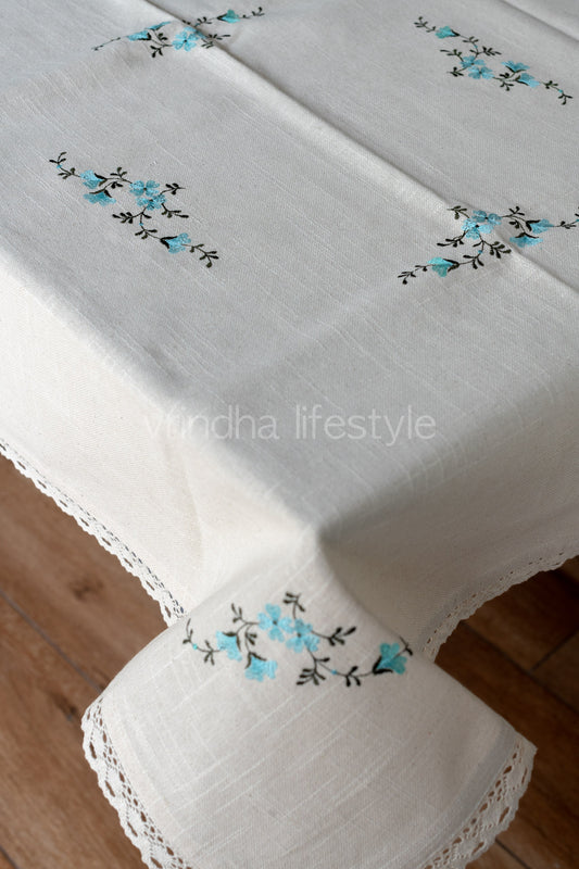 COTTON TABLE CLOTH with embroidery -Square -coffee table cover-customisable